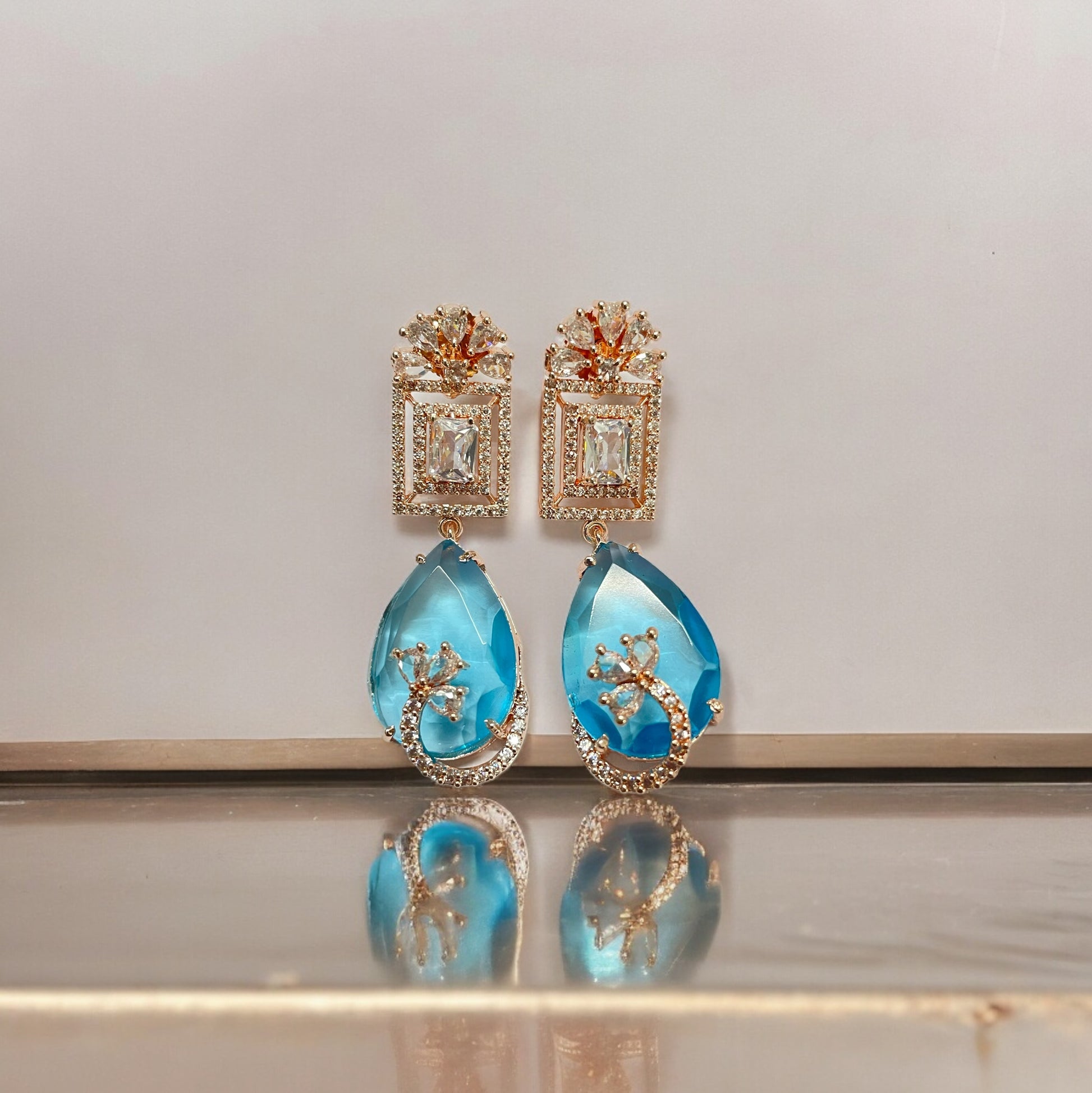 Mystic Rose Gold Plated Earrings - Opal Touch