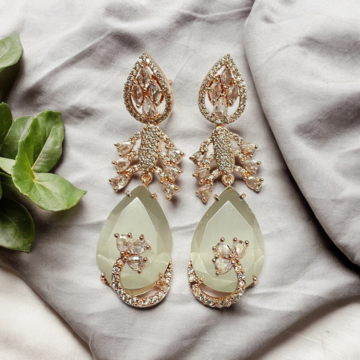 Ethereal Whisper Rose Gold Earrings - Opal Touch