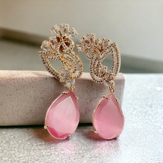 Opal Touch - Blush Bloom Rose Gold Earrings - Earrings