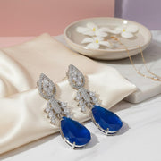 Statement Drop Earrings with Teardrop Stone & CZ Detailing