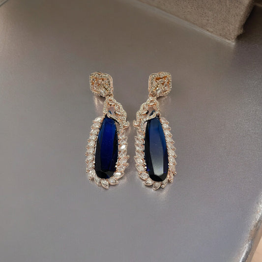 Opal Touch - Regal Azure Glimmer Earrings - Earrings