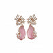 Gold Plated CZ Teardrop Drop Earrings with Geometric Layered Design
