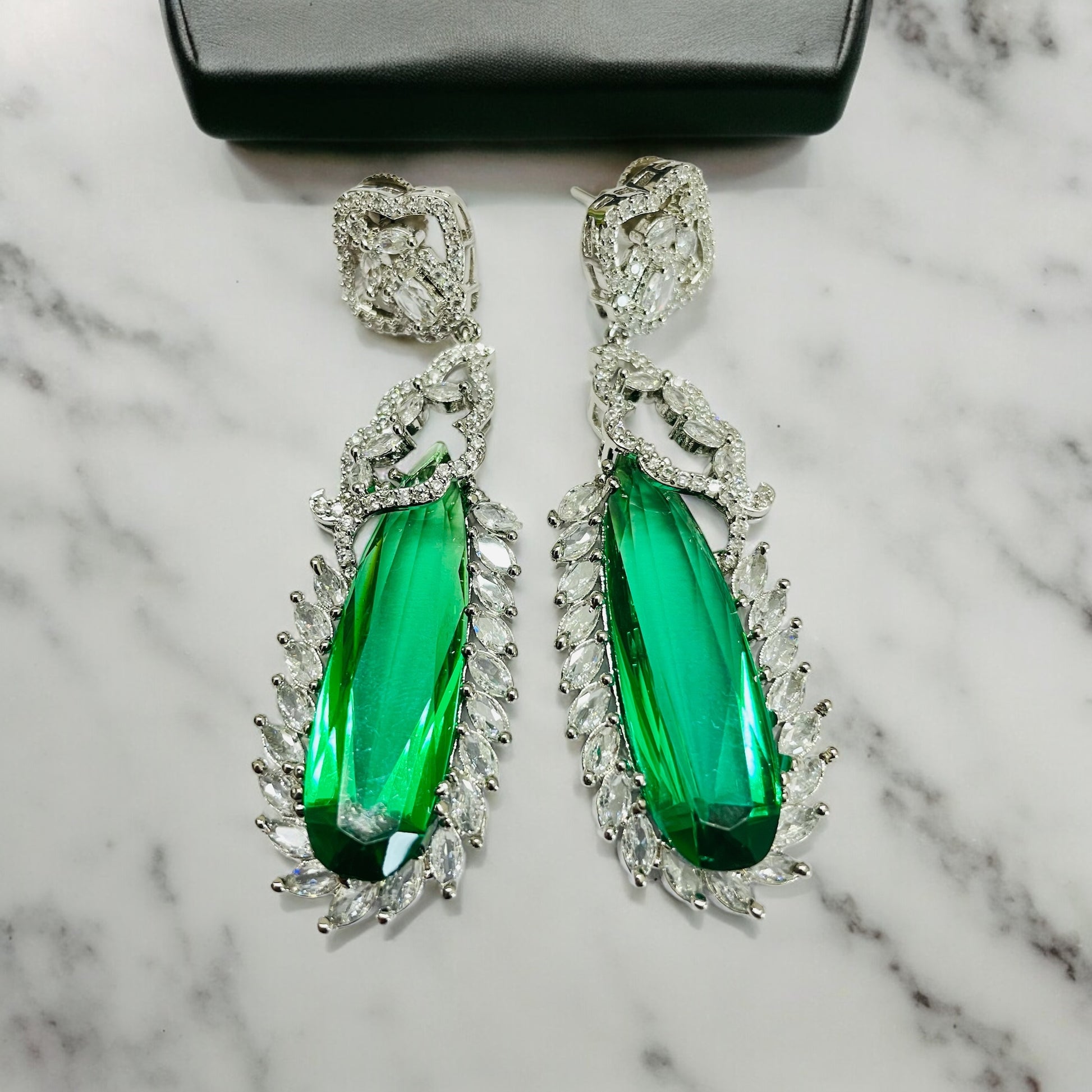 Verdant Luxe Danglers Earrings - Opal Touch