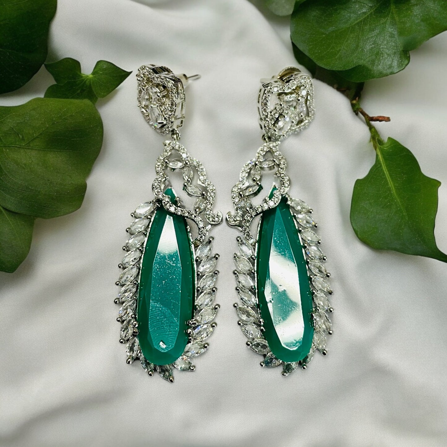 Verdant Luxe Danglers Earrings - Opal Touch