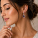 Rhodium Plated Oval Halo Drop Earrings with Sparkling Stone Accent