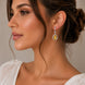 Rhodium Plated Pear Halo Drop Earrings with Sparkling Stone Accent