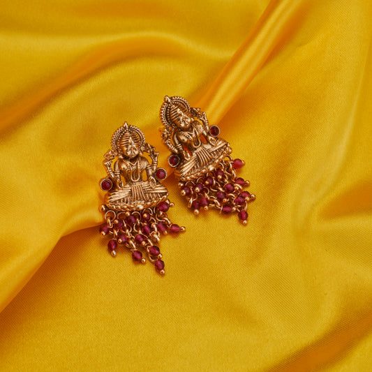 Vishnu Lakshmi Matte Gold Plated Earrings