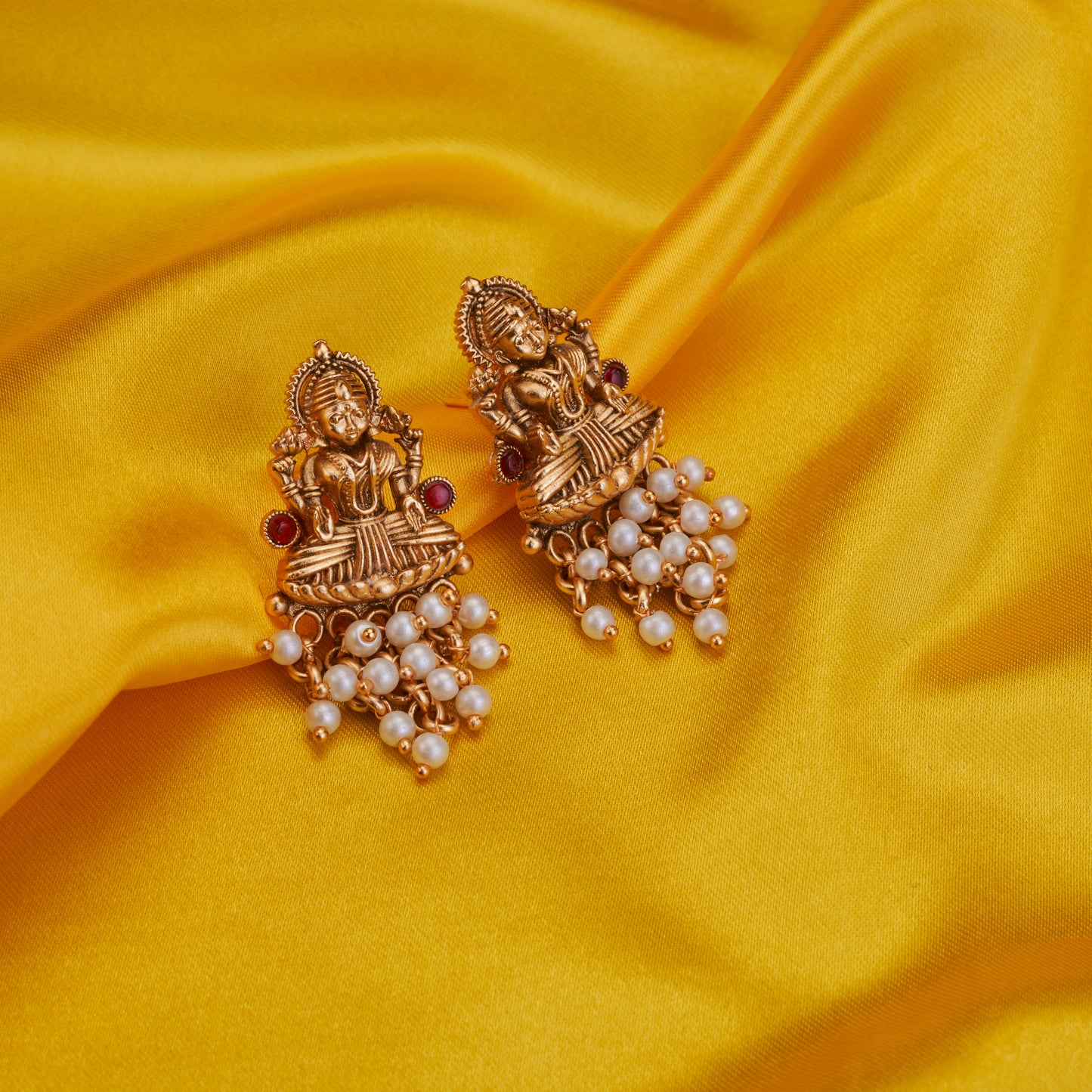 Vishnu Lakshmi Matte Gold Plated Earrings