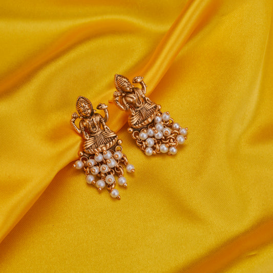 Lakshmi Narayan Matte Gold Plated Earrings