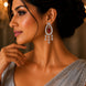 Emerald Teardrop Rhodium Plated Dangles