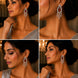 Emerald Teardrop Rhodium Plated Dangles