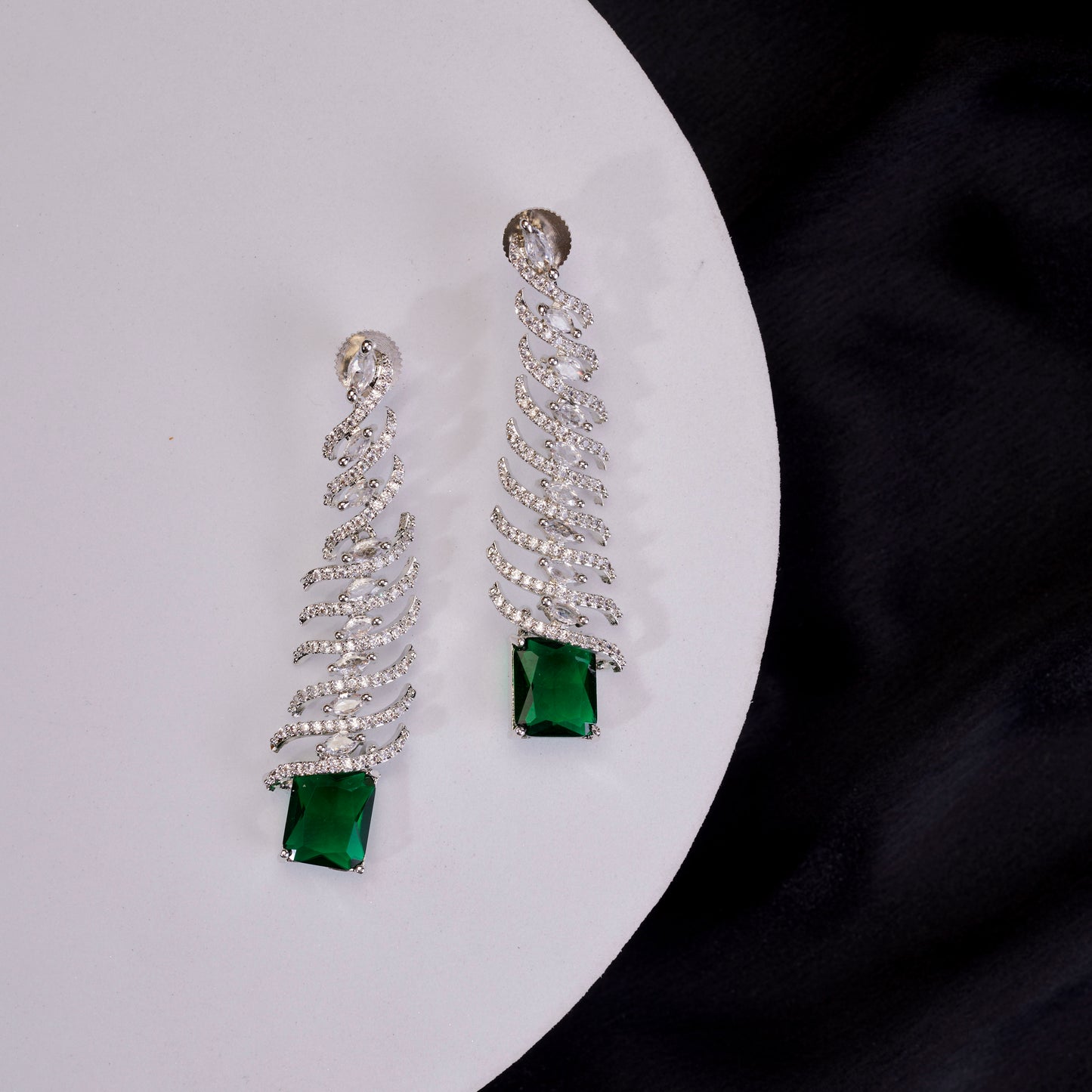 Quirky Cascade Rhodium Plated Earrings