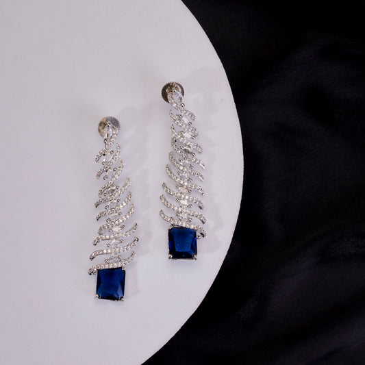 Quirky Cascade Rhodium Plated Earrings