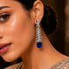 Rhodium Plated Feather Leaf American Diamond Dangler Earrings