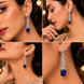 Rhodium Plated Feather Leaf American Diamond Dangler Earrings