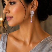 Leaflet Enchanted Rhodium Plated Earrings
