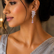 Leaflet Enchanted Rhodium Plated Earrings