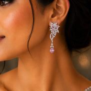 Leaflet Enchanted Rhodium Plated Earrings