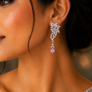 Leaflet Enchanted Rhodium Plated Earrings