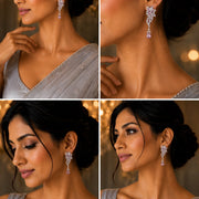 Leaflet Enchanted Rhodium Plated Earrings