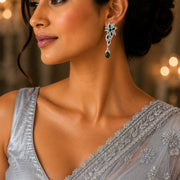 Leaflet Enchanted Rhodium Plated Earrings