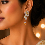 Leaflet Enchanted Rhodium Plated Earrings