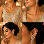 Leaflet Enchanted Rhodium Plated Earrings