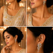 Leaflet Enchanted Rhodium Plated Earrings