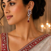 Leaflet Enchanted Rhodium Plated Earrings