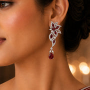 Leaflet Enchanted Rhodium Plated Earrings