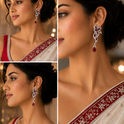 Leaflet Enchanted Rhodium Plated Earrings