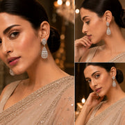 Radiant Teardrop Crystal Statement Rhodium Plated Earrings
