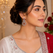 Glamorous Circular Drop Rhodium Plated Earrings