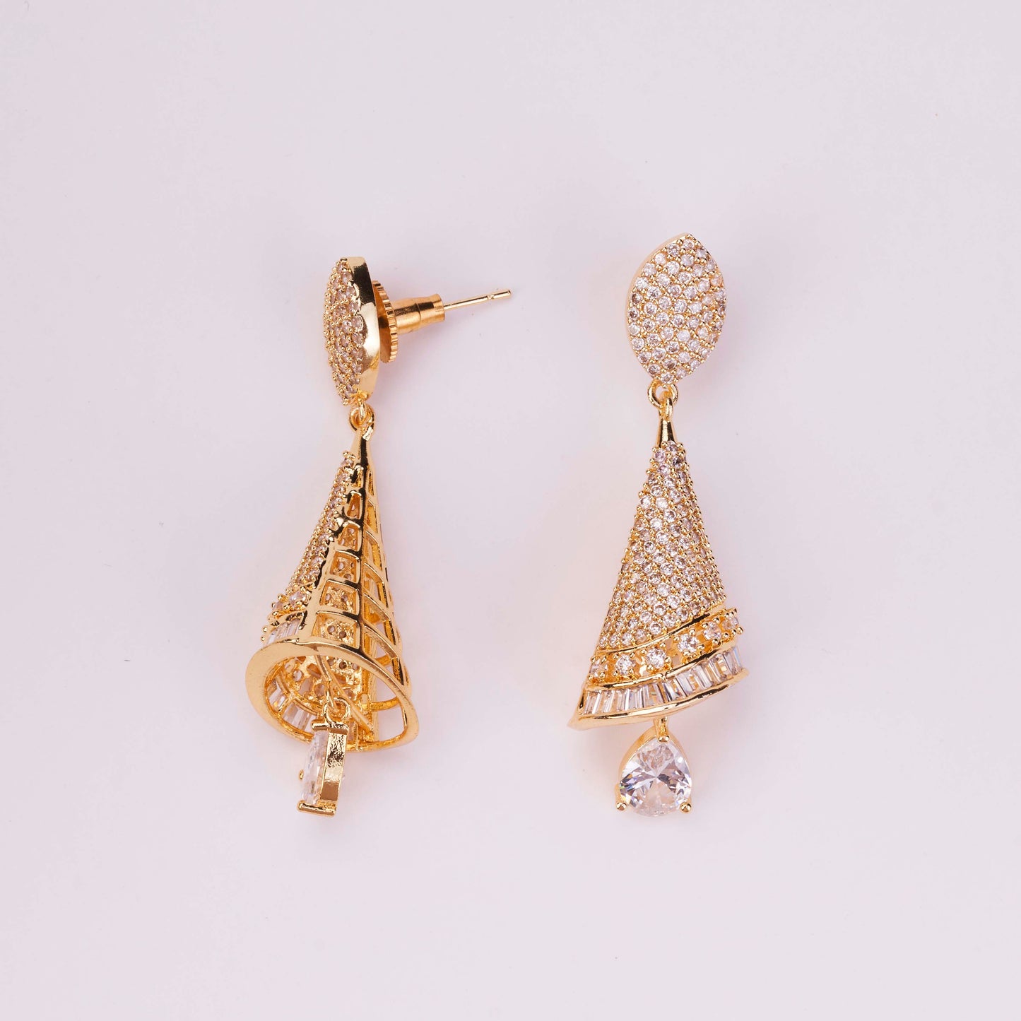 Enchanted Conical Gold Plated Earrings