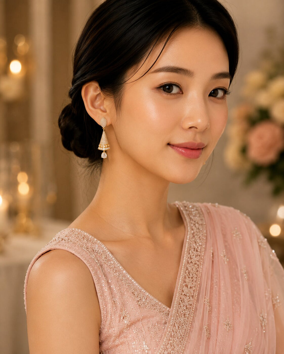 Enchanted Conical Gold Plated Earrings