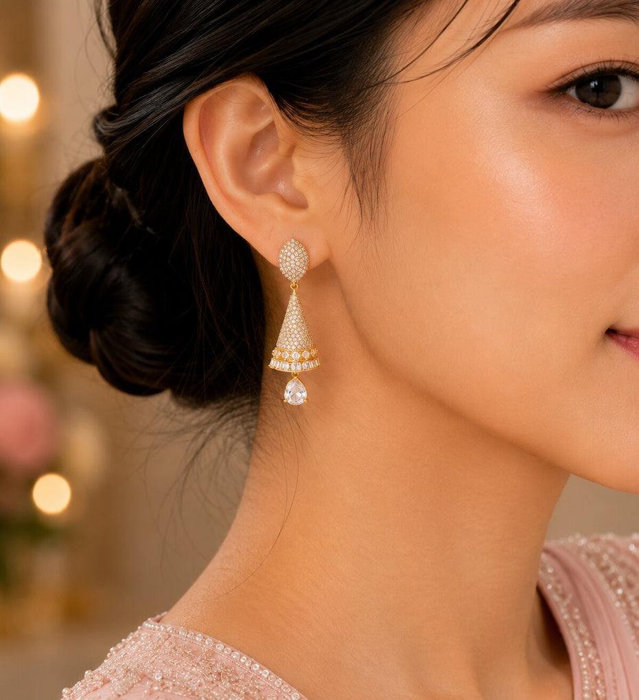 Enchanted Conical Gold Plated Earrings