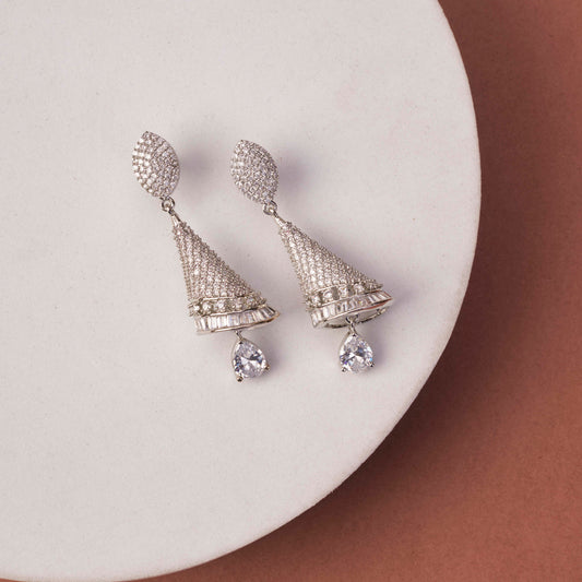 Enchanted Conical Rhodium Plated Earrings