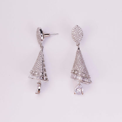 Enchanted Conical Rhodium Plated Earrings