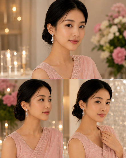 Enchanted Conical Rhodium Plated Earrings