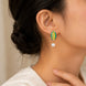 Gold Silver Plated Leaf Pattern Pearl Drop Earrings
