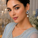 Rhodium Plated Fan Pattern Pearl Drop Earrings