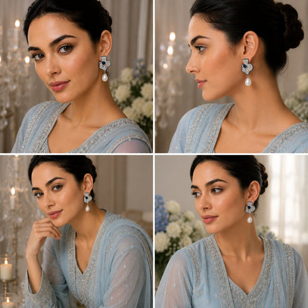 Garden Mist Rhodium Plated Earrings