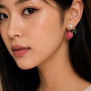 Ocean Rose Petals Gold Plated Earrrings