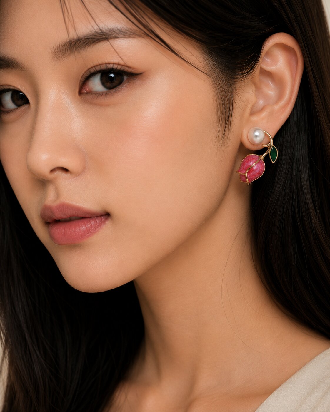 Ocean Rose Petals Gold Plated Earrrings