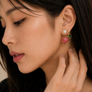 Ocean Rose Petals Gold Plated Earrrings