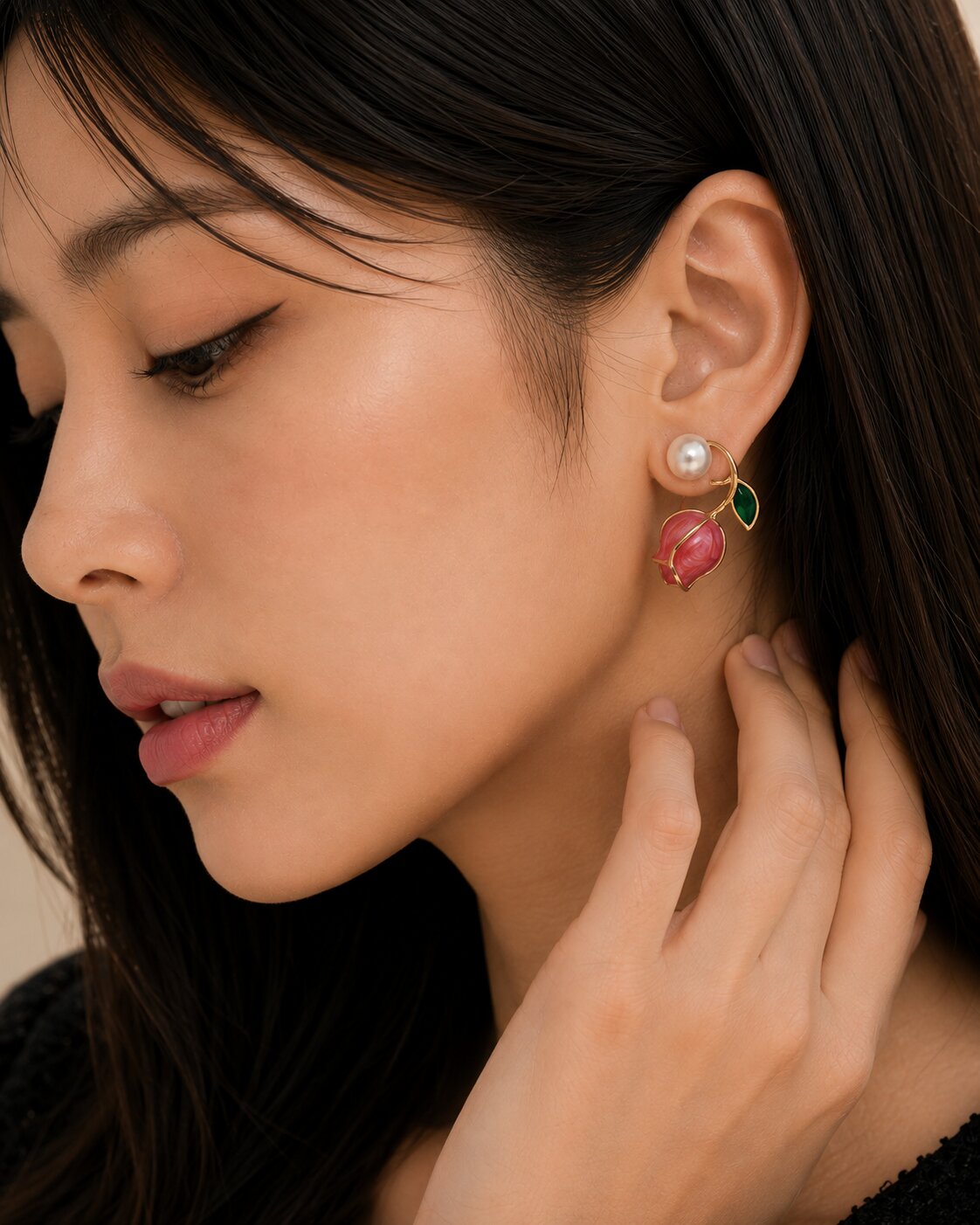 Ocean Rose Petals Gold Plated Earrrings