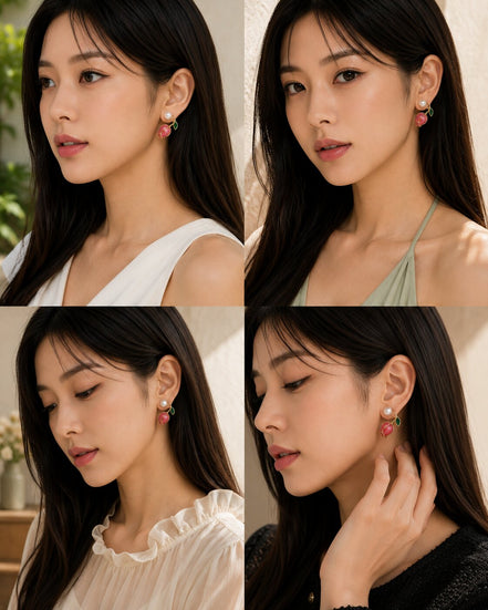 Ocean Rose Petals Gold Plated Earrrings