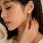 Ocean Rose Petals Gold Plated Earrrings