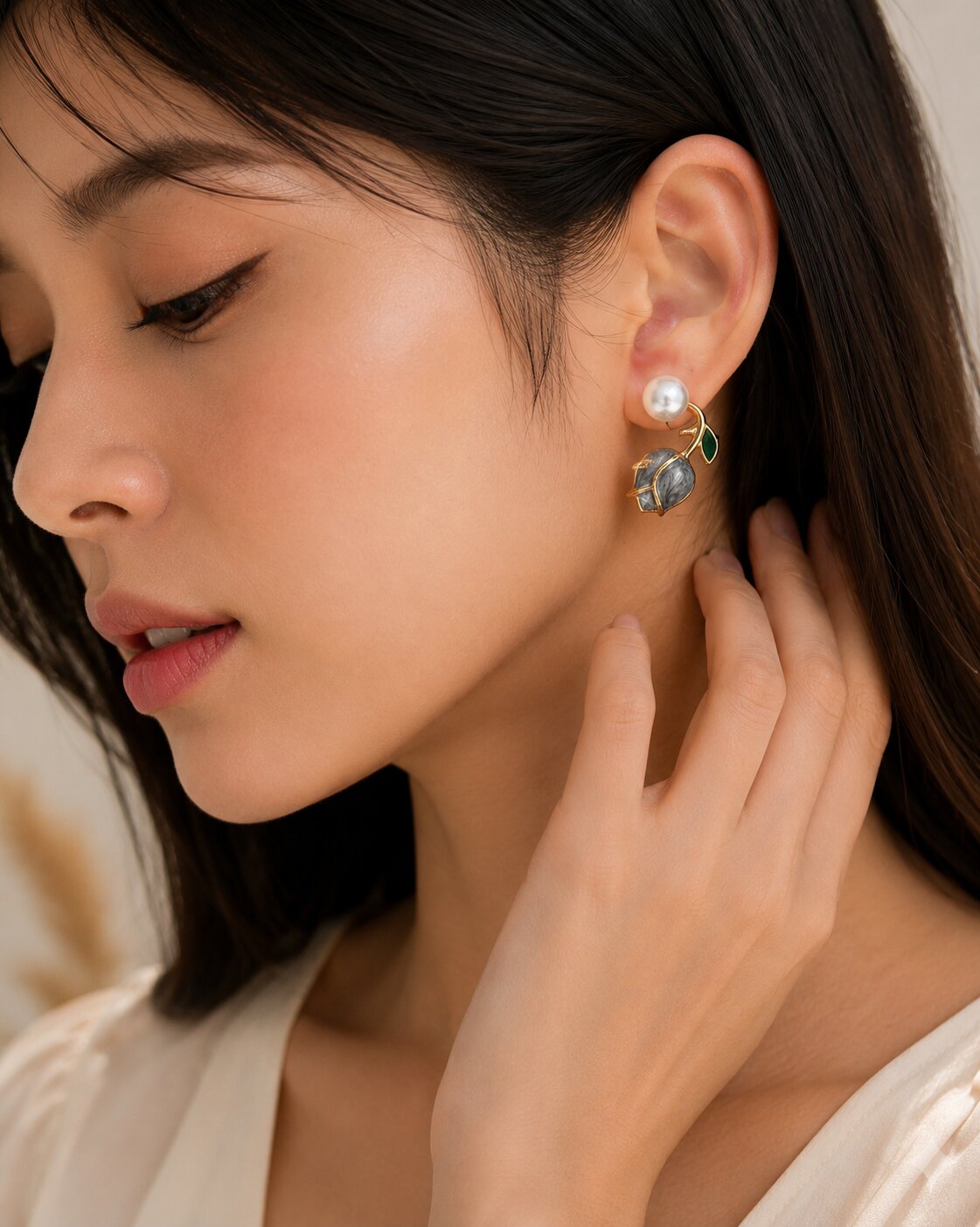 Ocean Rose Petals Gold Plated Earrrings