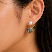 Ocean Rose Petals Gold Plated Earrrings